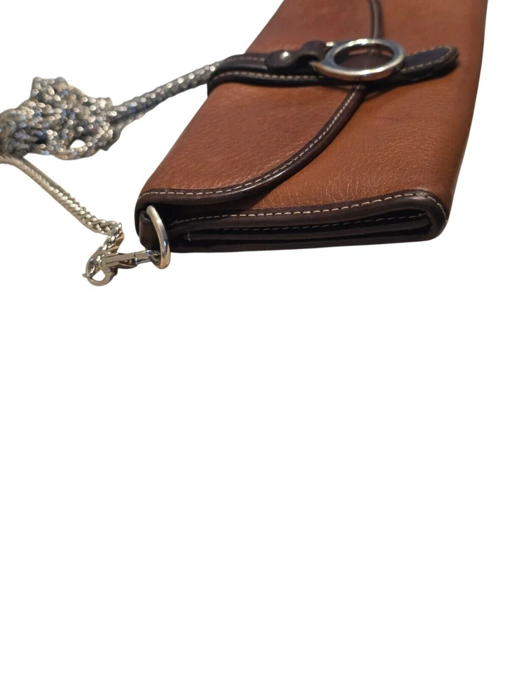 Dooney & Bourke 1975 Brown Leather Organizer Clutch Chain Crossbody Bag